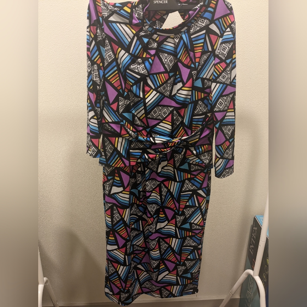 Jolie Moi UK 12 (US 8) Retro Twist Bodycon Royal Multi - Picture 8 of 12